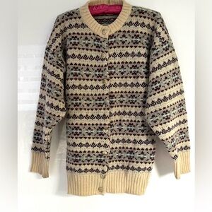 James Pringle Fairisle Wool Cardigan Sweater